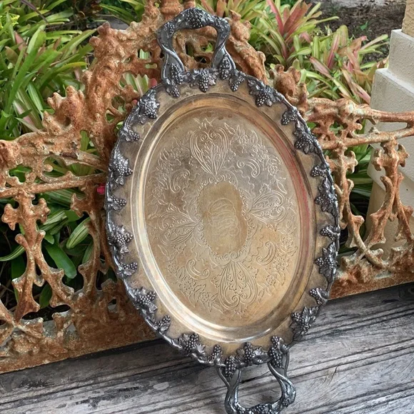 Vintage Serving Tray With Handles - Picture 5 of 14